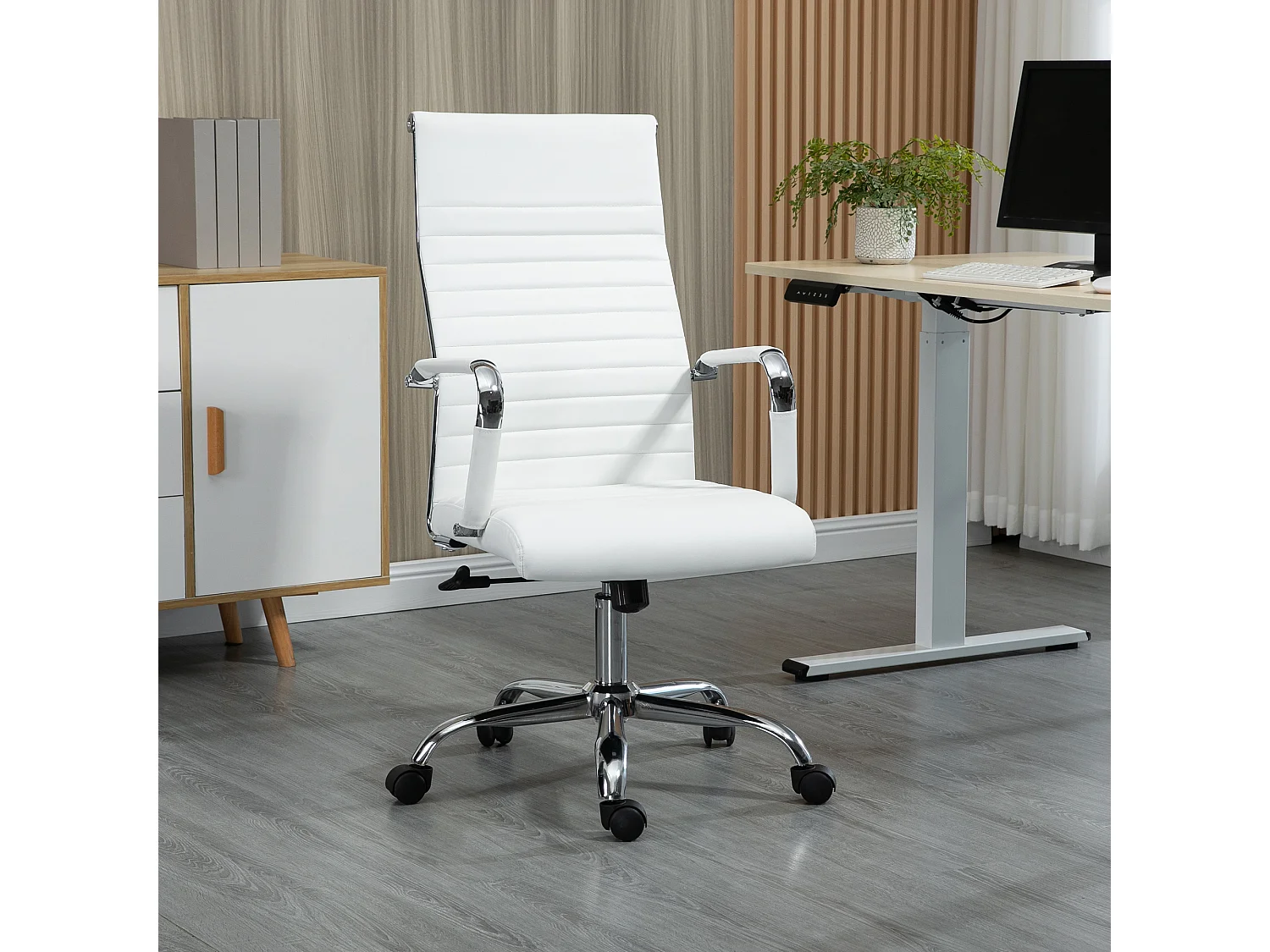 Silla de oficina blanco 54x62x114 cm Vinsetto