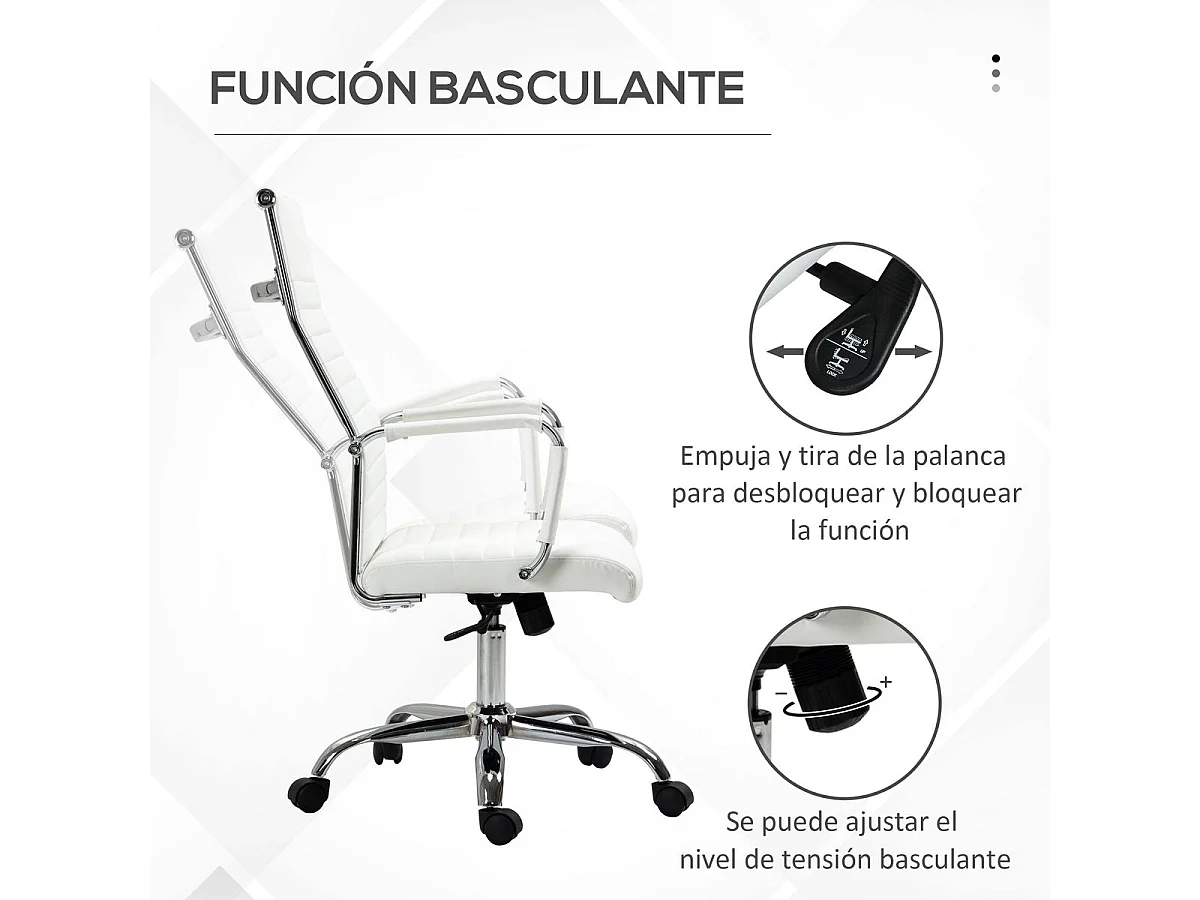 Ergonomischer Bürostuhl – 54 x 62 x 104–114 cm – Weiß – Kunstleder