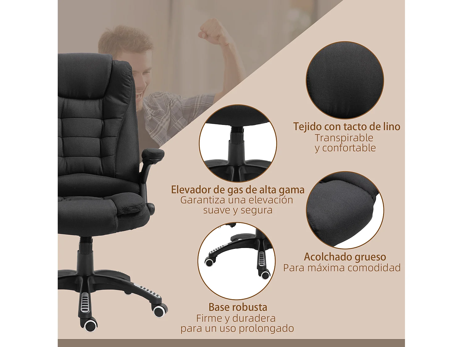 Cadeira de Escritório Urnit Reclinável com Massagem e Aquecimento - Conforto Moderno em Preto