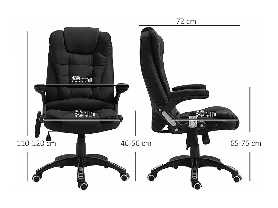 Cadeira de Escritório Urnit Reclinável com Massagem e Aquecimento - Conforto Moderno em Preto