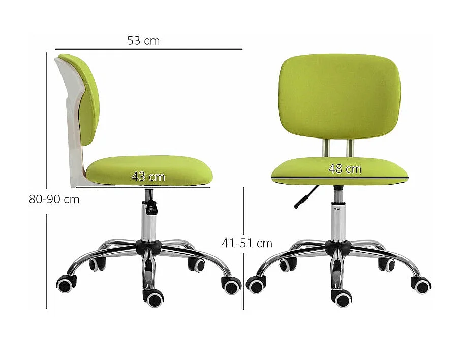 Silla de oficina verde 48x53x90 cm Vinsetto