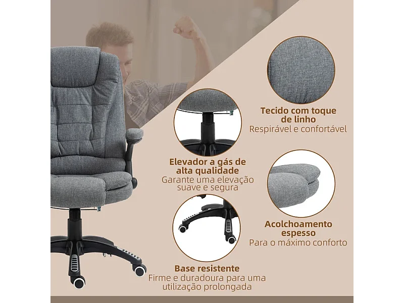 Silla de masaje gris 68x72x120 cm Vinsetto