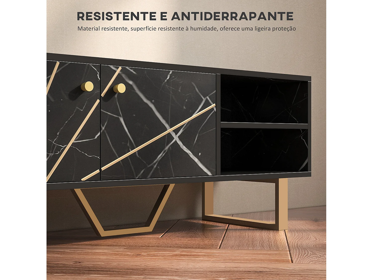 Mueble de TV Pangio Homcom 2 puertas + 2 compartimentos negro 45x110x35 cm