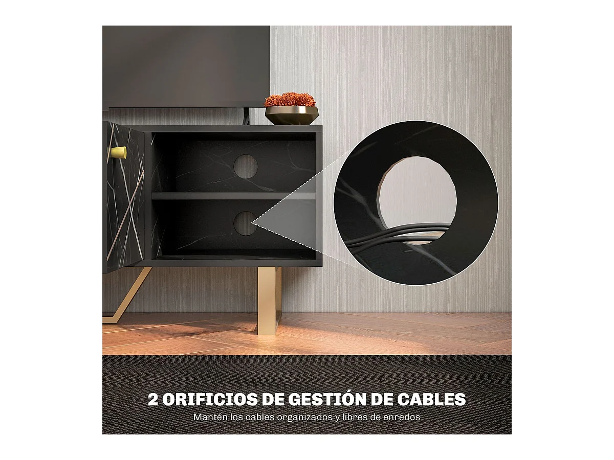 Mueble de TV Pangio Homcom 2 puertas + 2 compartimentos negro 45x110x35 cm