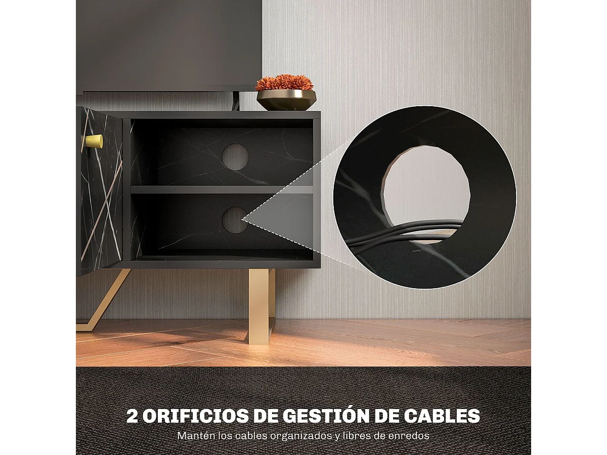 Mueble de TV Pangio Homcom 2 puertas + 2 compartimentos negro 45x110x35 cm