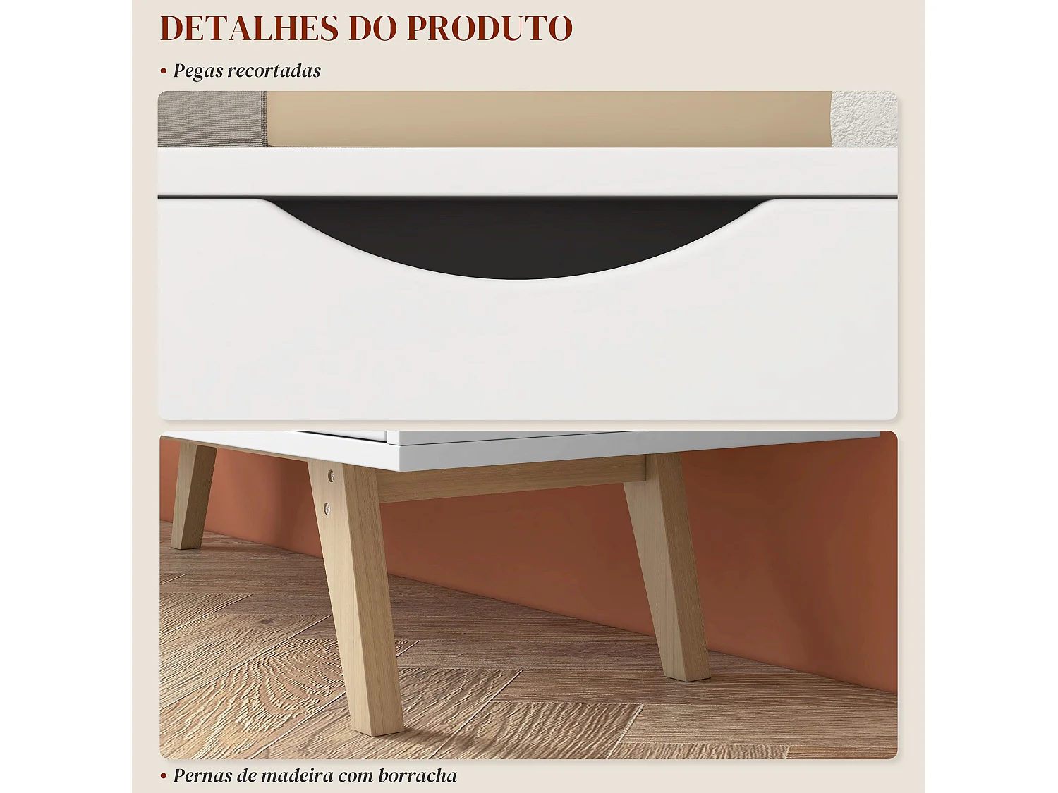 Móvel de TV Moderno HOMCOM para TVs de até 50" com Armários e Prateleiras em Branco e Madeira