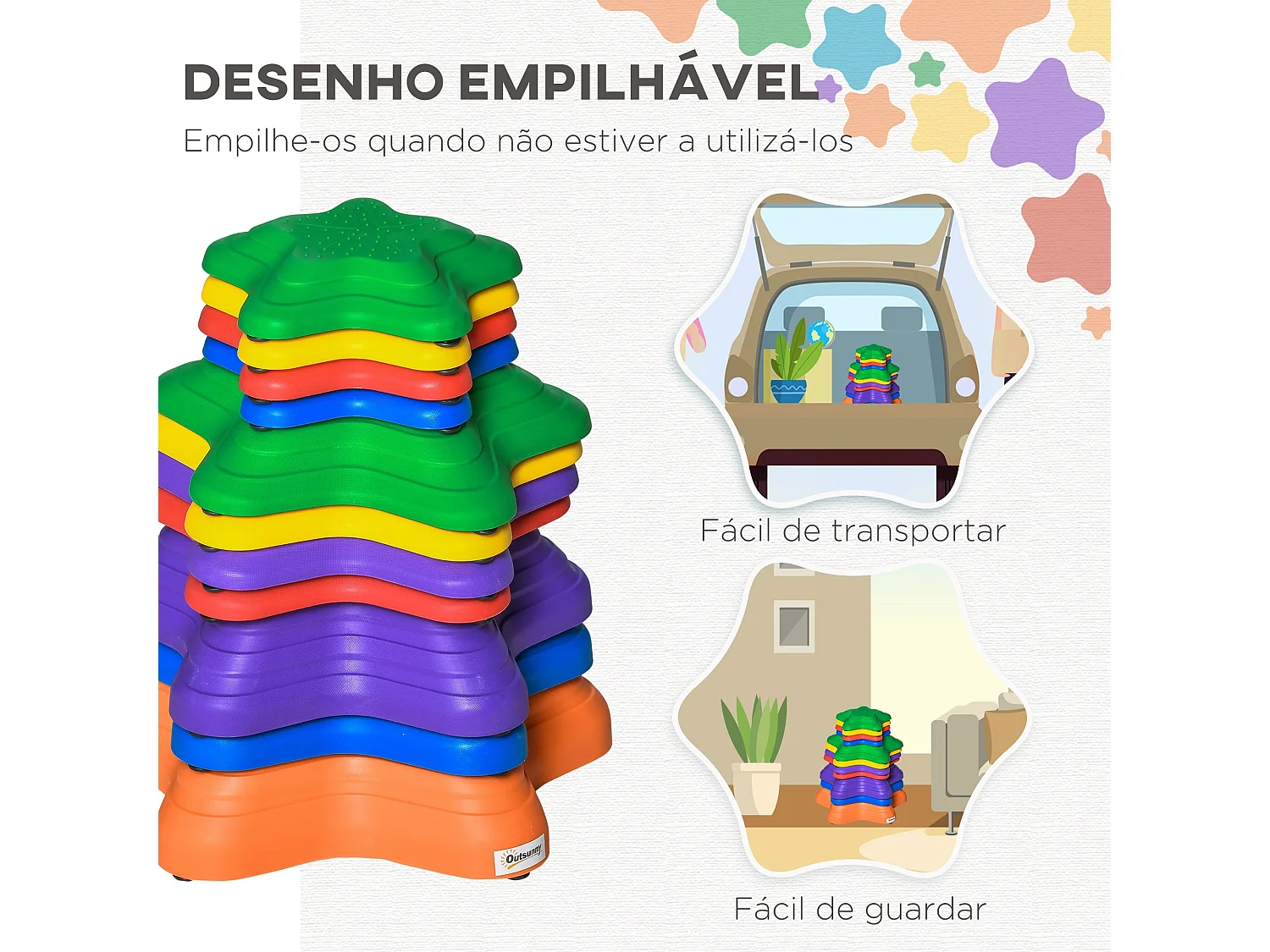 Brinquedo de Equilíbrio Empilhável para Crianças - 11 Peças Estrela do Mar Multicor