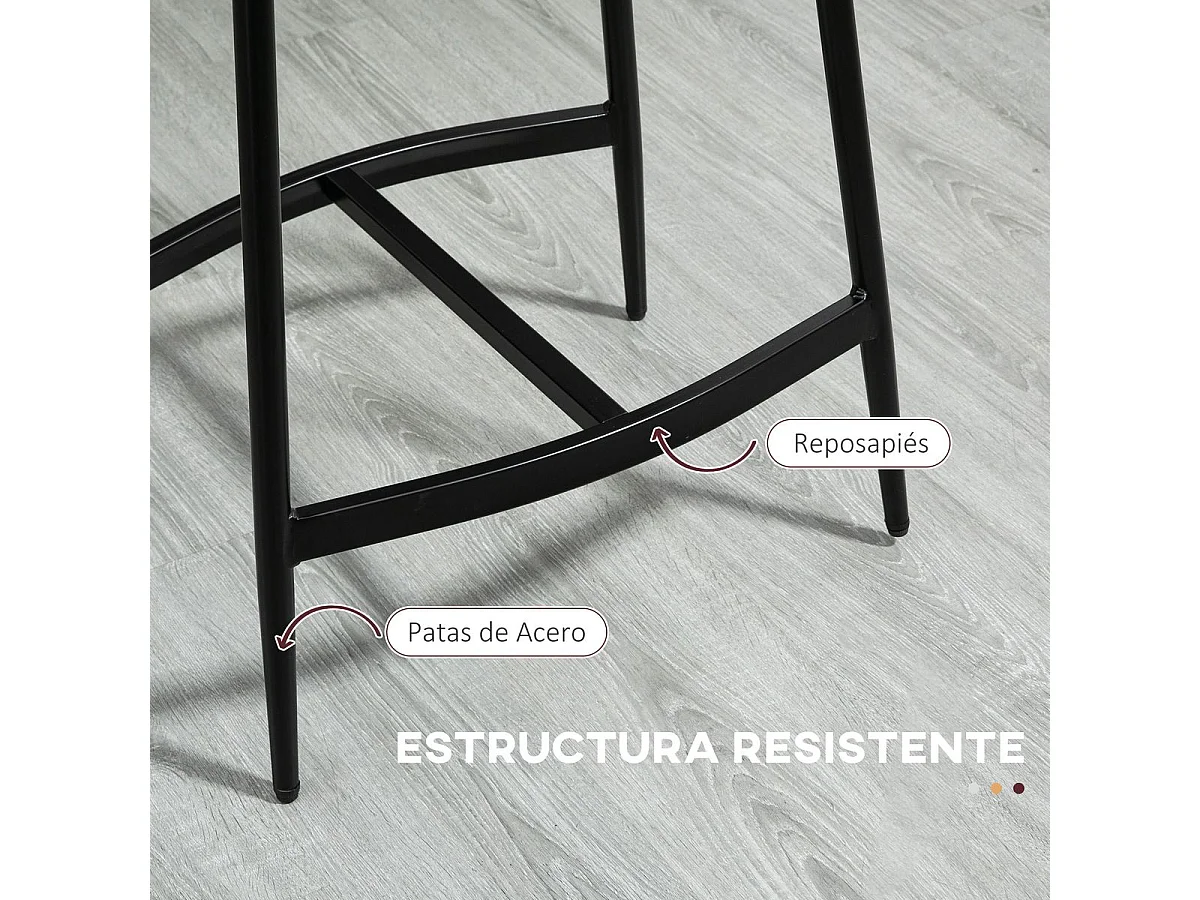 Pack de 2 taburetes Milo Homcom asiento curvo + patas de acero gris 68,5x48,5x38,5 cm