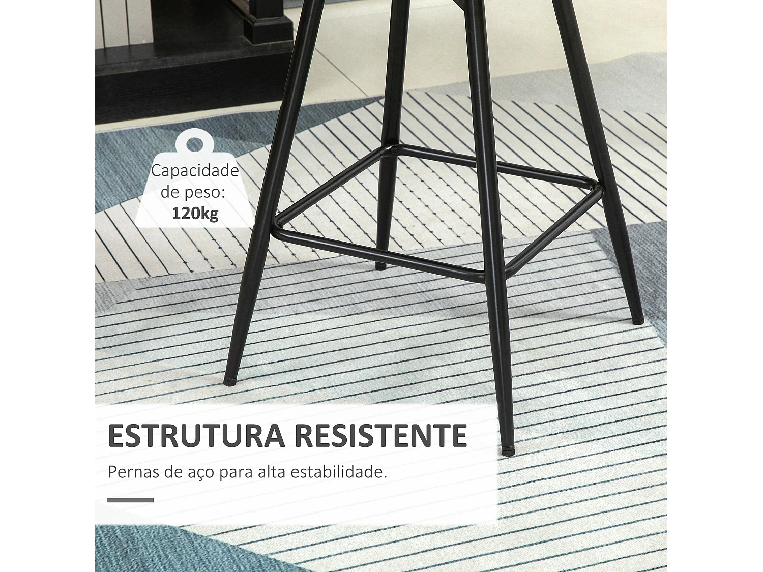 Pack de 2 taburetes Nube Homcom con respaldo acolchado crema 84x45x47 cm