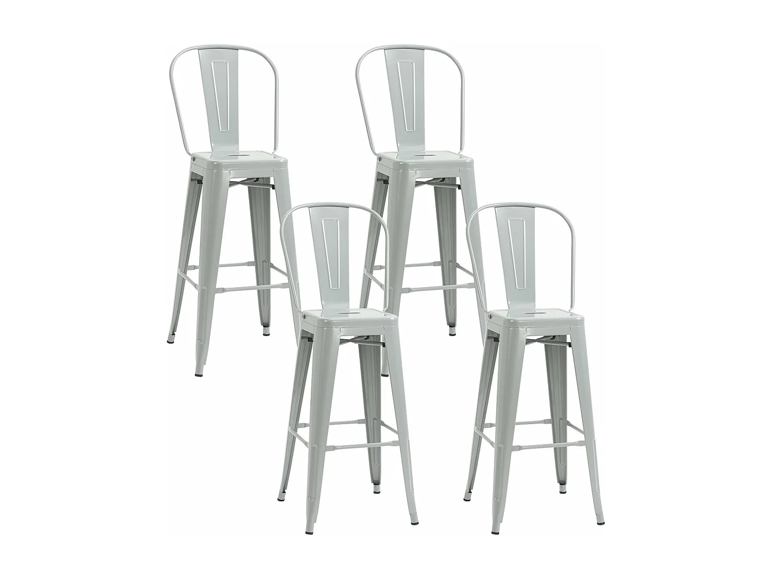 Conjunto de 4 Bancos Altos de Metal HOMCOM para Cozinha e Bar - Cinza, Estilo Industrial, Carga 120kg