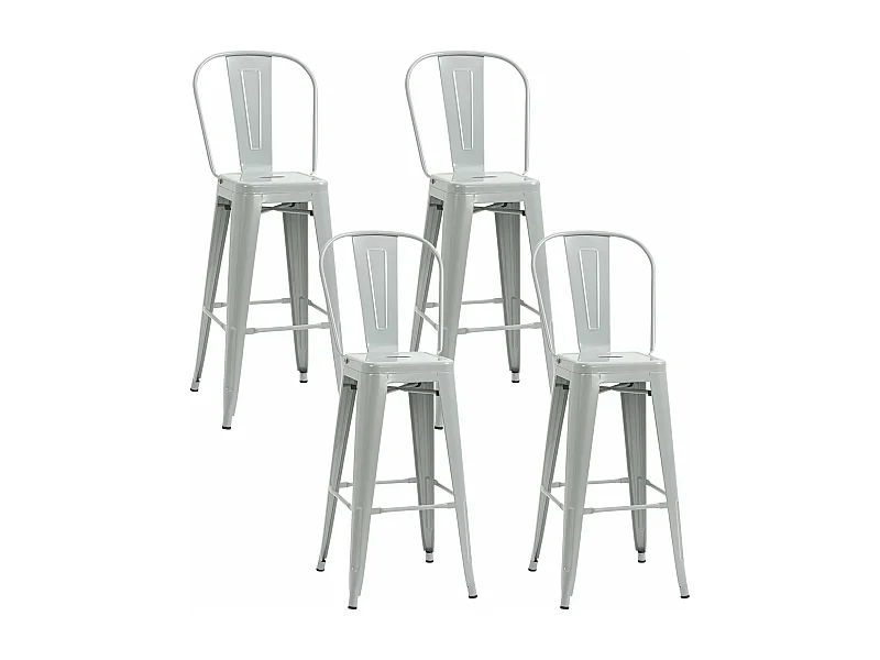 Conjunto de 4 Bancos Altos de Metal HOMCOM para Cozinha e Bar - Cinza, Estilo Industrial, Carga 120kg