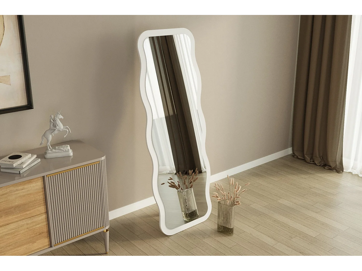 Moderner gewellter Standspiegel Aror