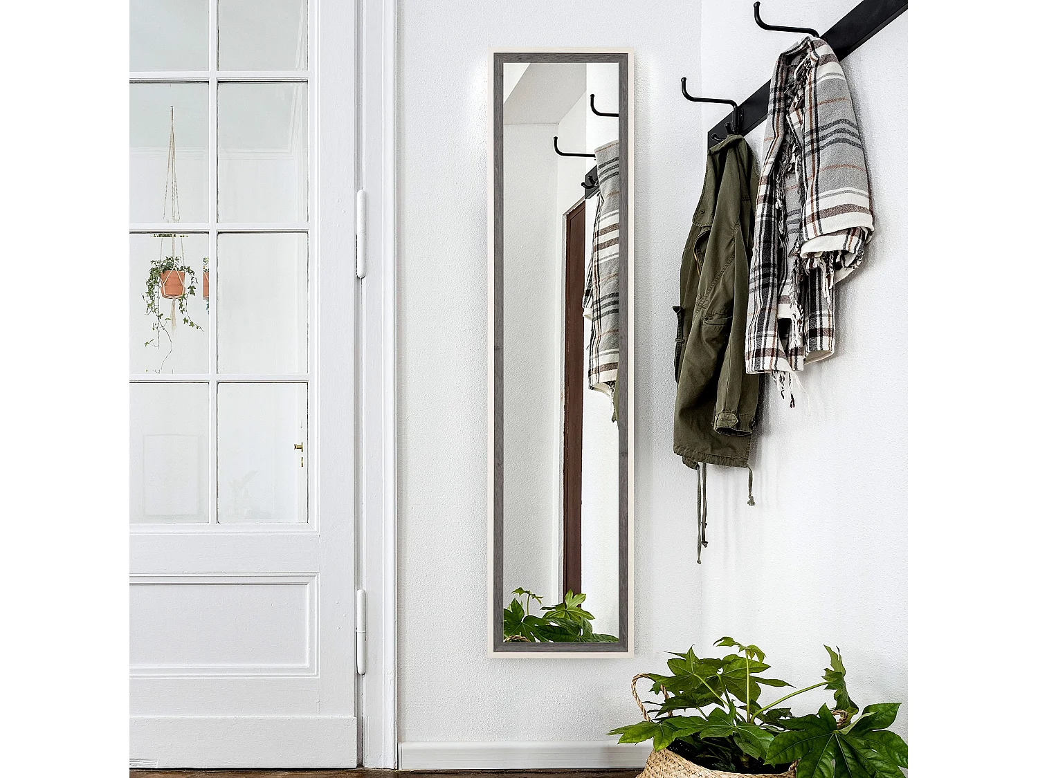 Espejo de pie Lima Homcom con soporte blanco/gris 157x37 cm