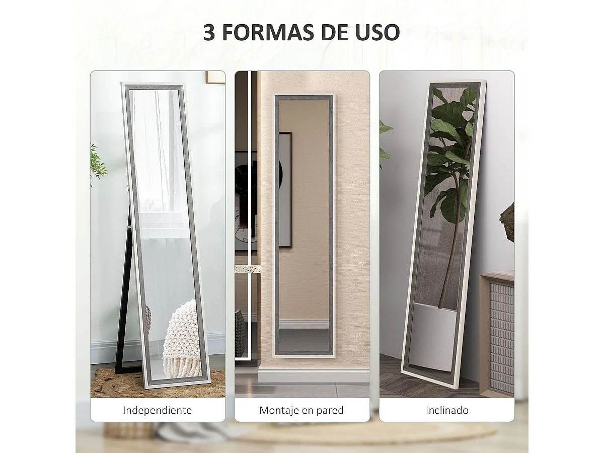 Espejo de pie Lima Homcom con soporte blanco/gris 157x37 cm