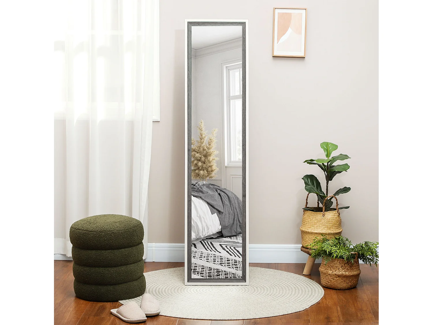 Espejo de pie Lima Homcom con soporte blanco/gris 157x37 cm