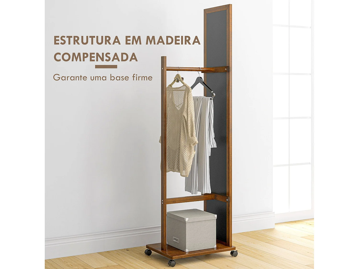 Espelho de Pé HOMCOM com Rodas e Prateleira - Design Multifuncional para Quarto e Corredor