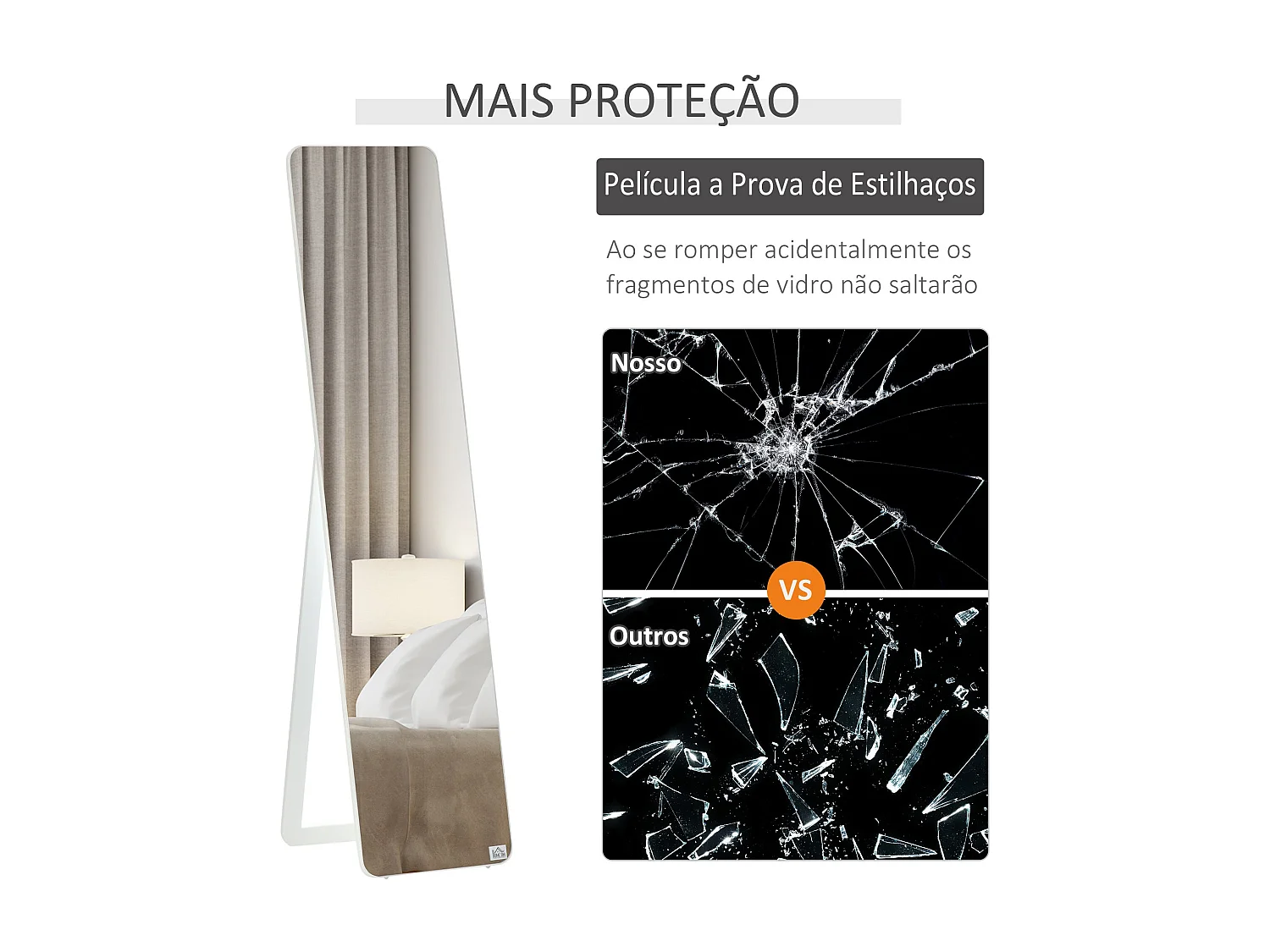 Espelho de Corpo Inteiro HOMCOM: Versátil e Elegante para Qualquer Ambiente