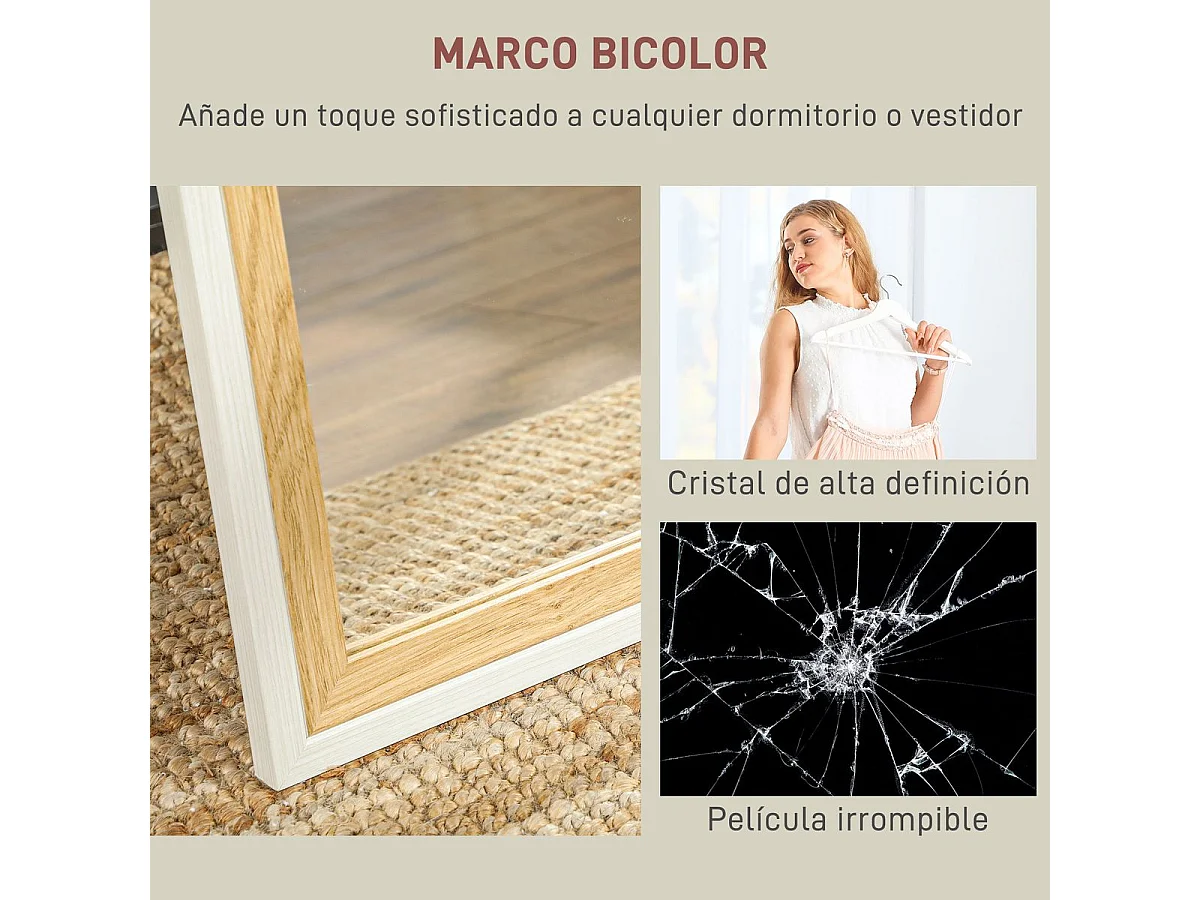 Espejo de pie Lima Homcom con soporte natural 157x37 cm