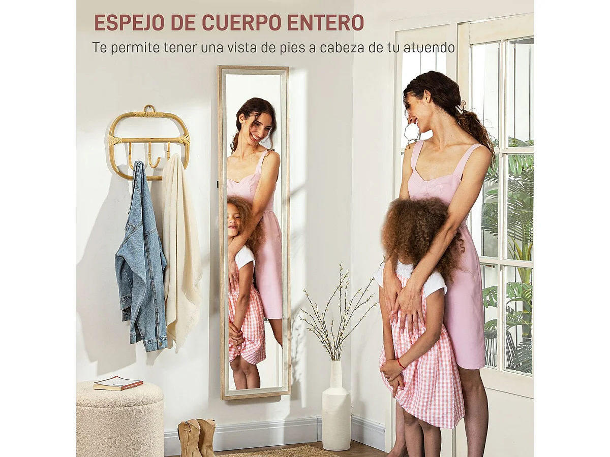 Espejo de pie Lima Homcom con soporte blanco/natural 157x37 cm