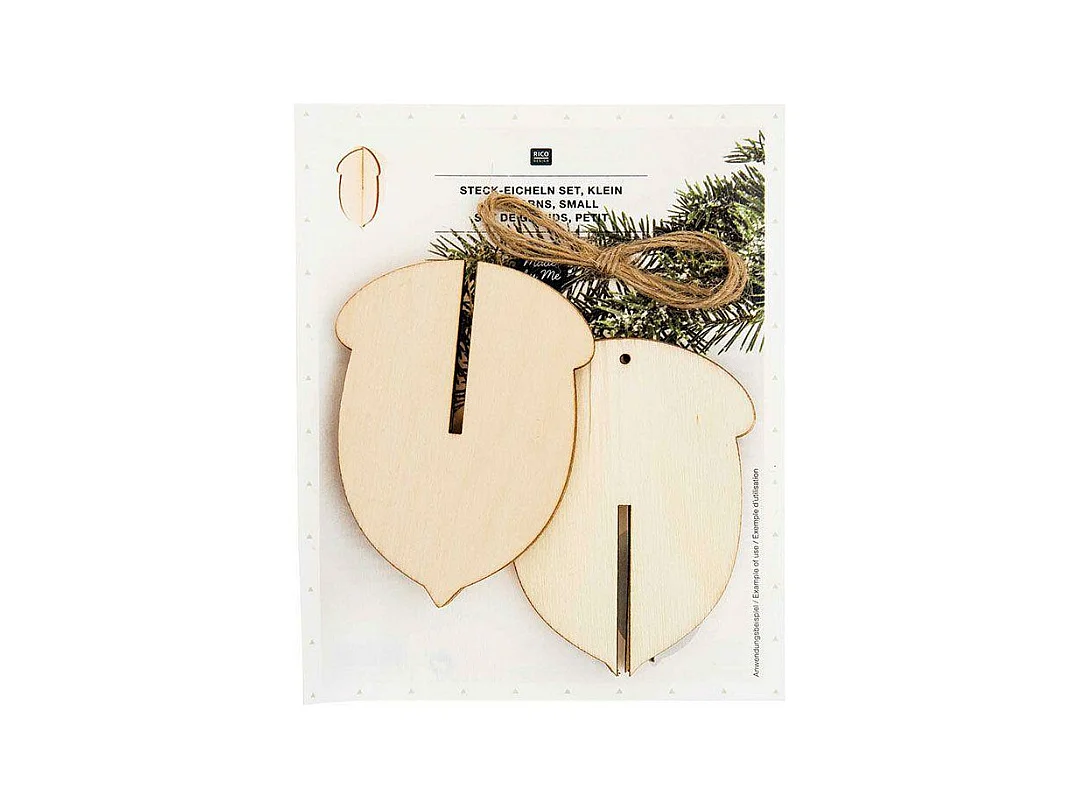 Décorations de Noël en bois - 3 glands en relief