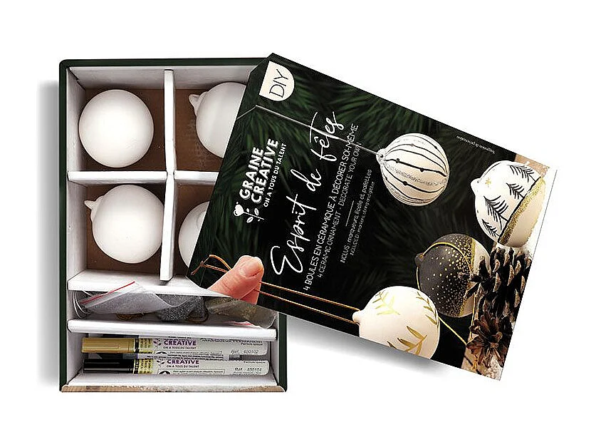 DIYSet 4 Weihnachtskugeln aus Keramik