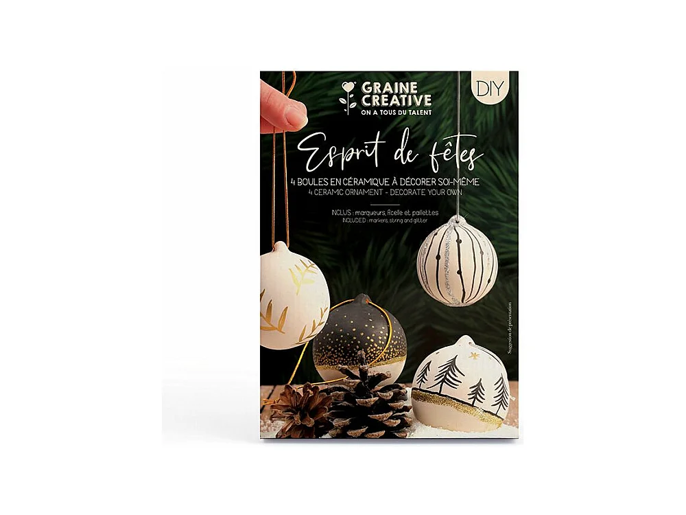 Coffret DIY 4 Boules de Noël en céramique