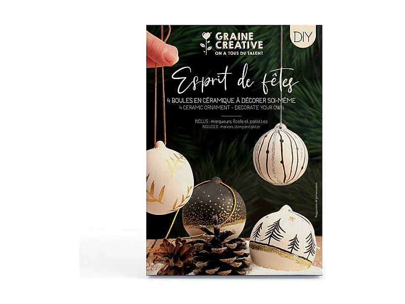 DIY-doos met 4 keramische kerstballen