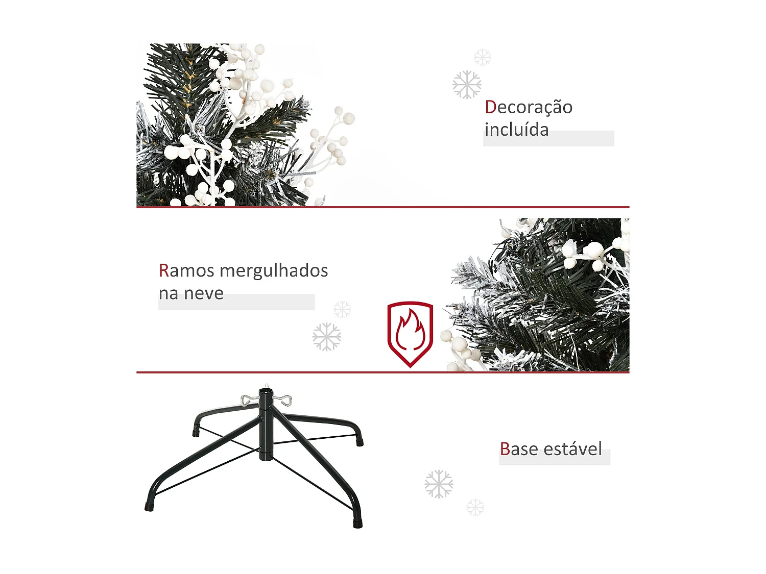 Árbol de Navidad Homcom 222 ramas 28 decoraciones verde 120 cm