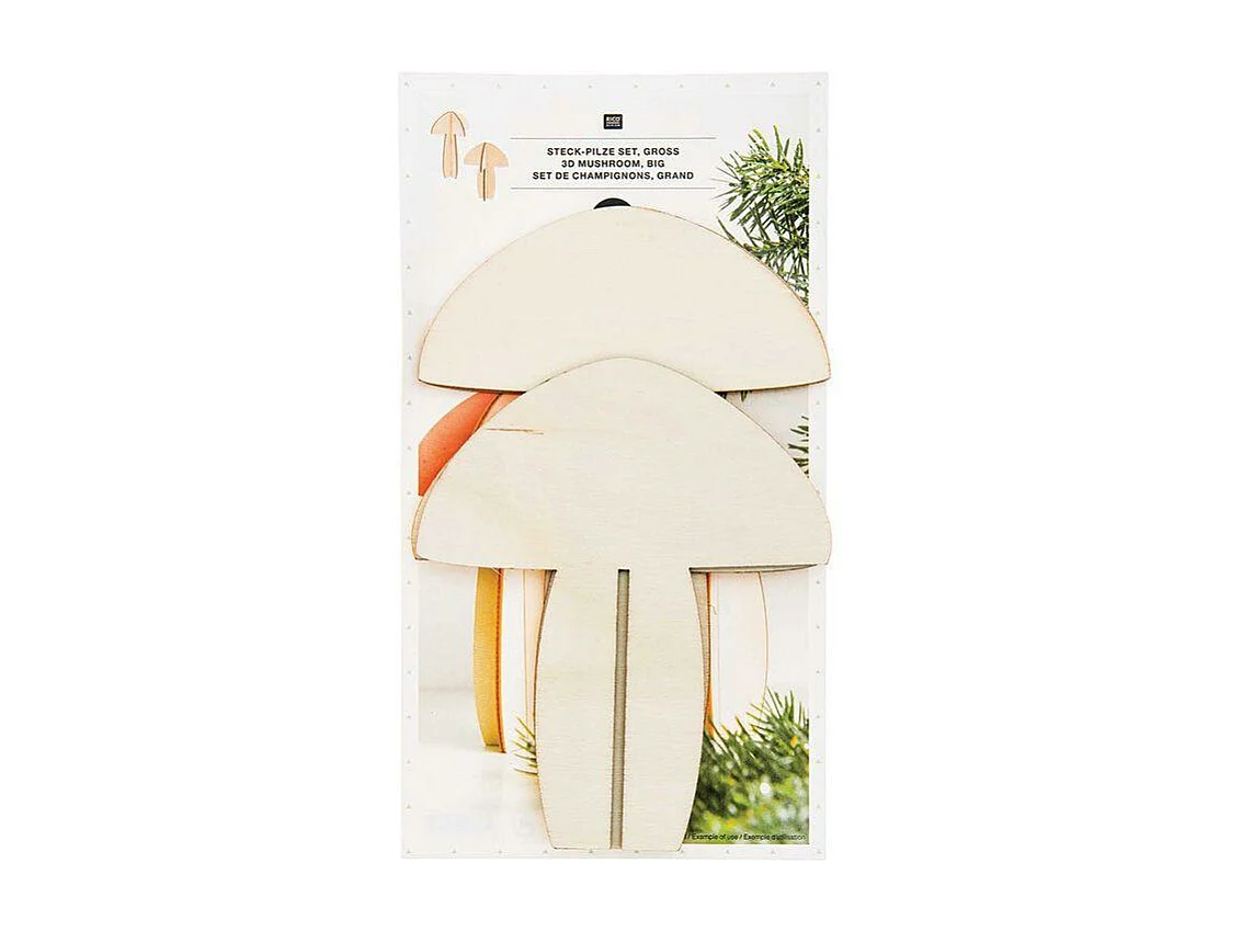 Houten kerstversiering - 2 reliëfpaddestoelen