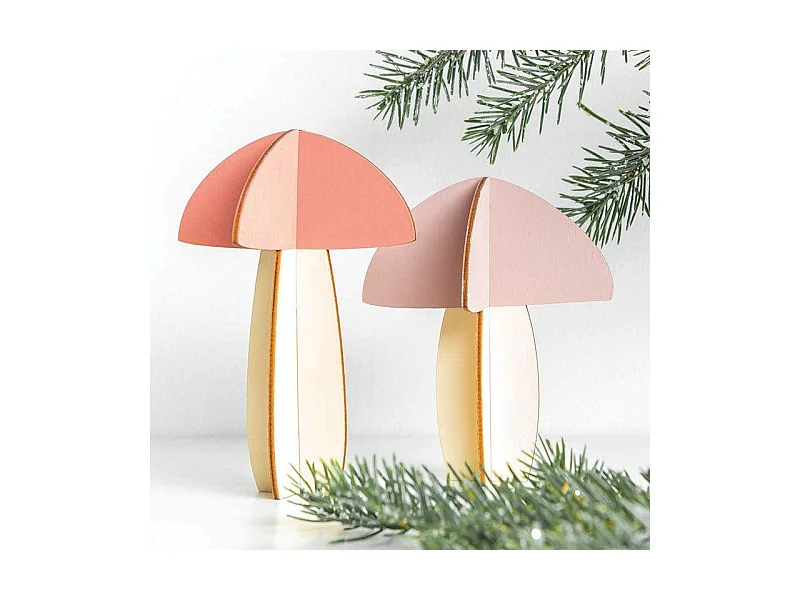 Décorations de Noël en bois - 2 champignons en relief