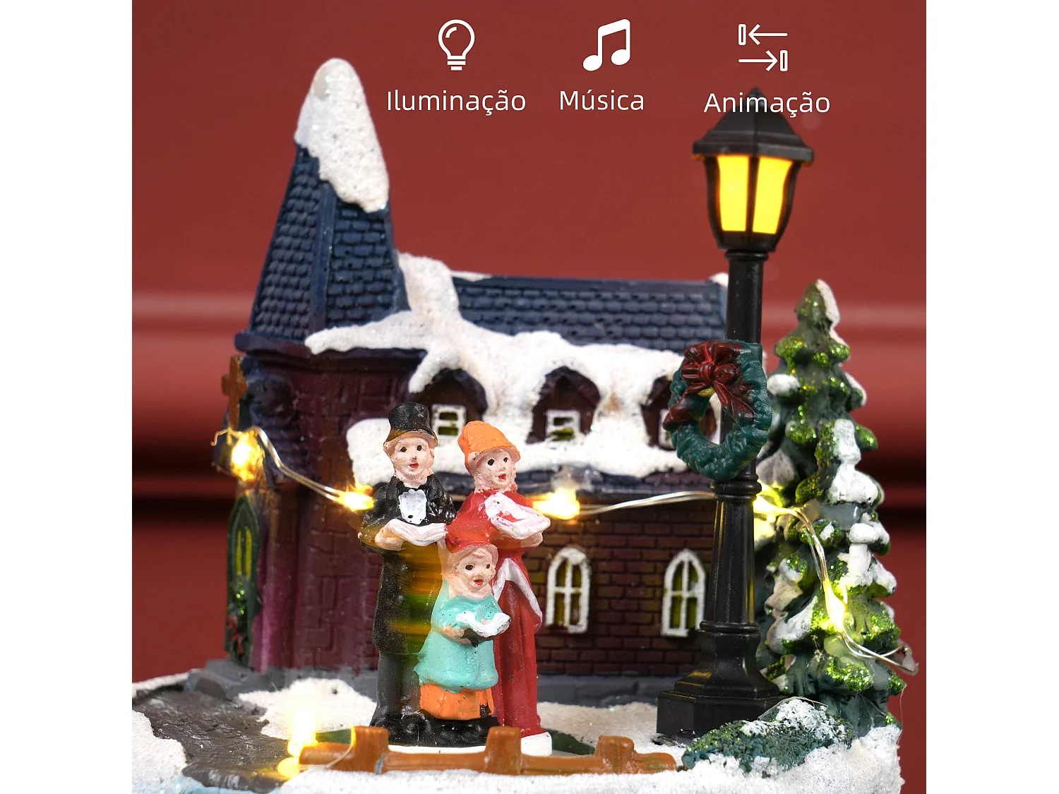 Decoración navideña Coro Homcom luces LED + giratorio multicolor 15x13 cm