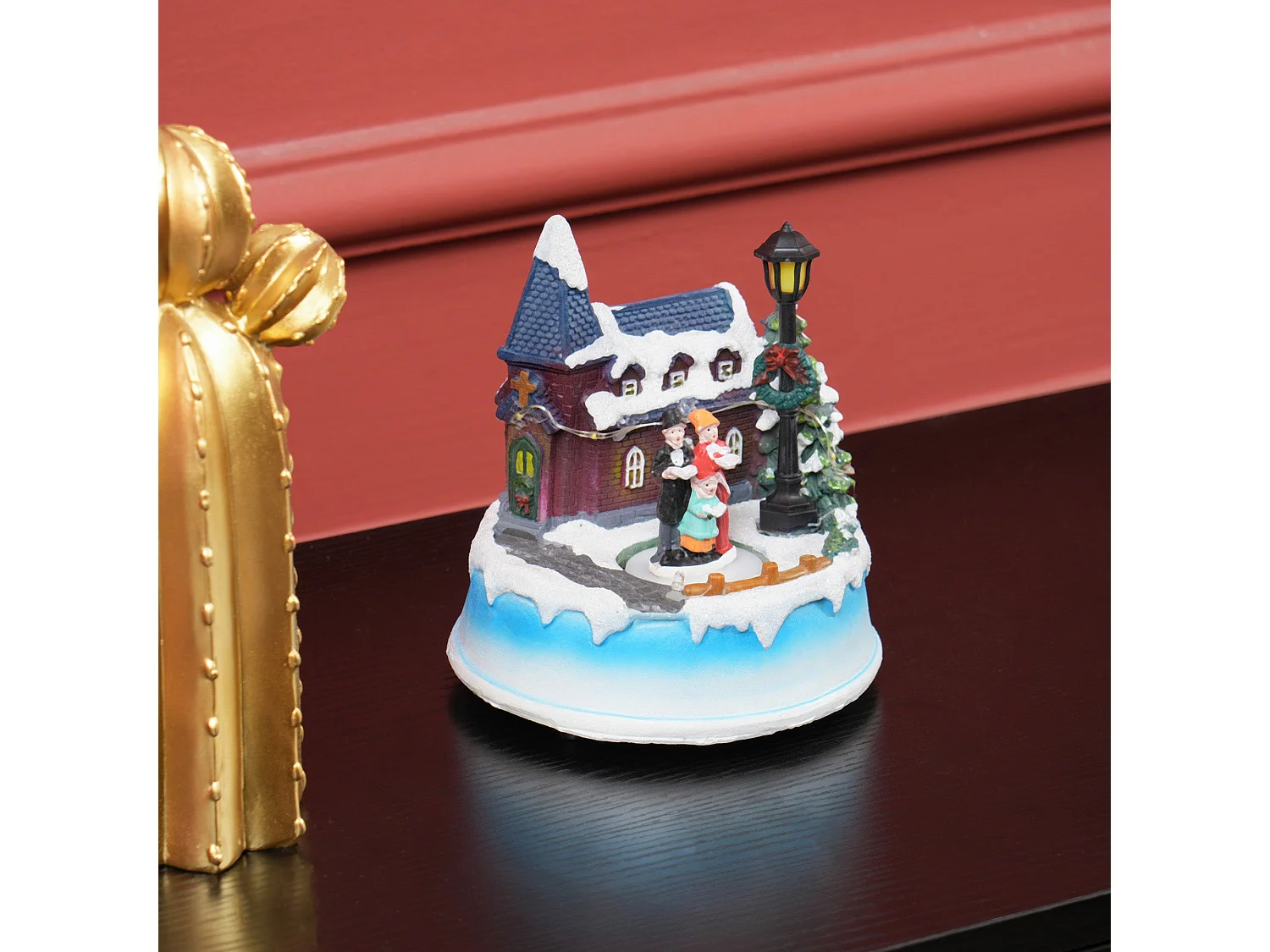 Decoración navideña Coro Homcom luces LED + giratorio multicolor 15x13 cm