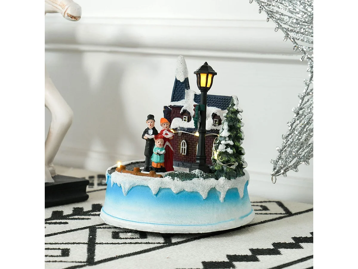 Decoración navideña Coro Homcom luces LED + giratorio multicolor 15x13 cm