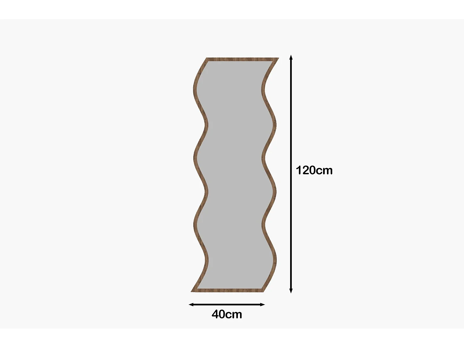 Espelho "Safi" - 40 x 120 x 2,2 cm - Branco e Nogueira  - Design Moderno
