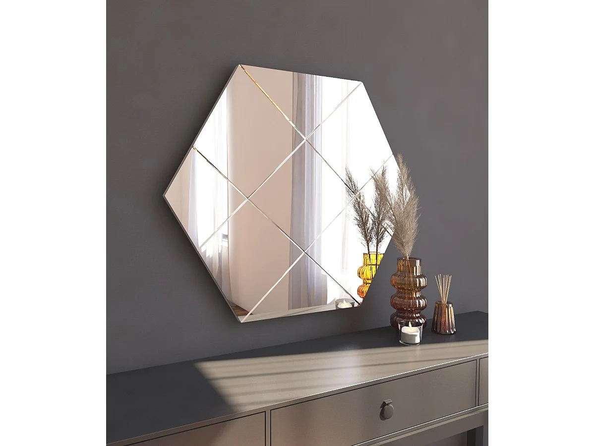 Espelho "Assa" - 70 x 60 x 2,2 cm - Branco - Design Moderno