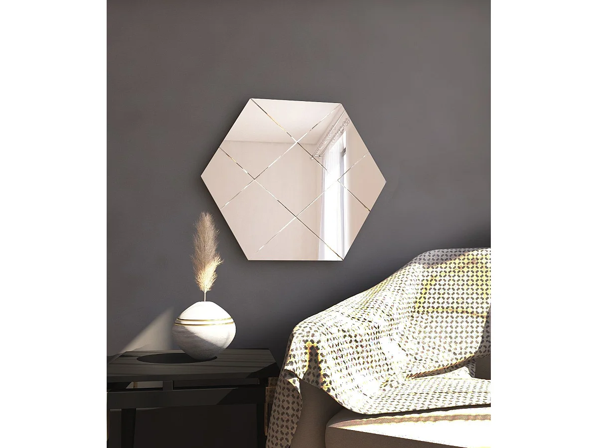 Espelho "Assa" - 70 x 60 x 2,2 cm - Branco - Design Moderno