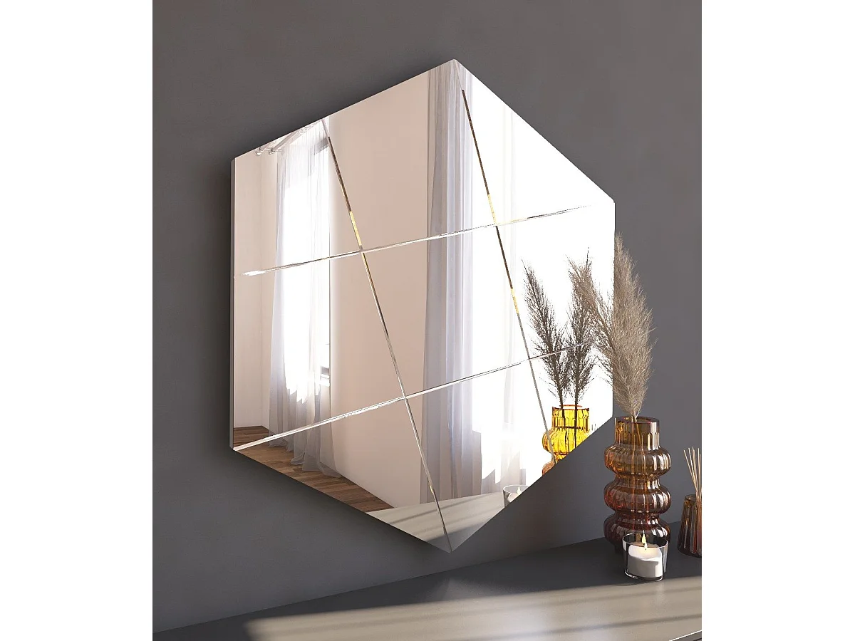 Espelho "Assa" - 70 x 60 x 2,2 cm - Branco - Design Moderno