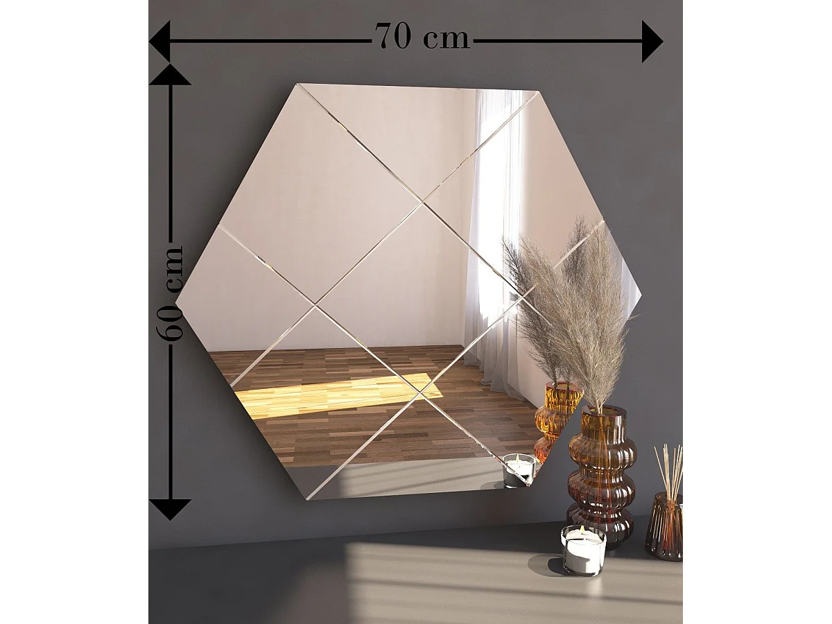 Espelho "Assa" - 70 x 60 x 2,2 cm - Branco - Design Moderno