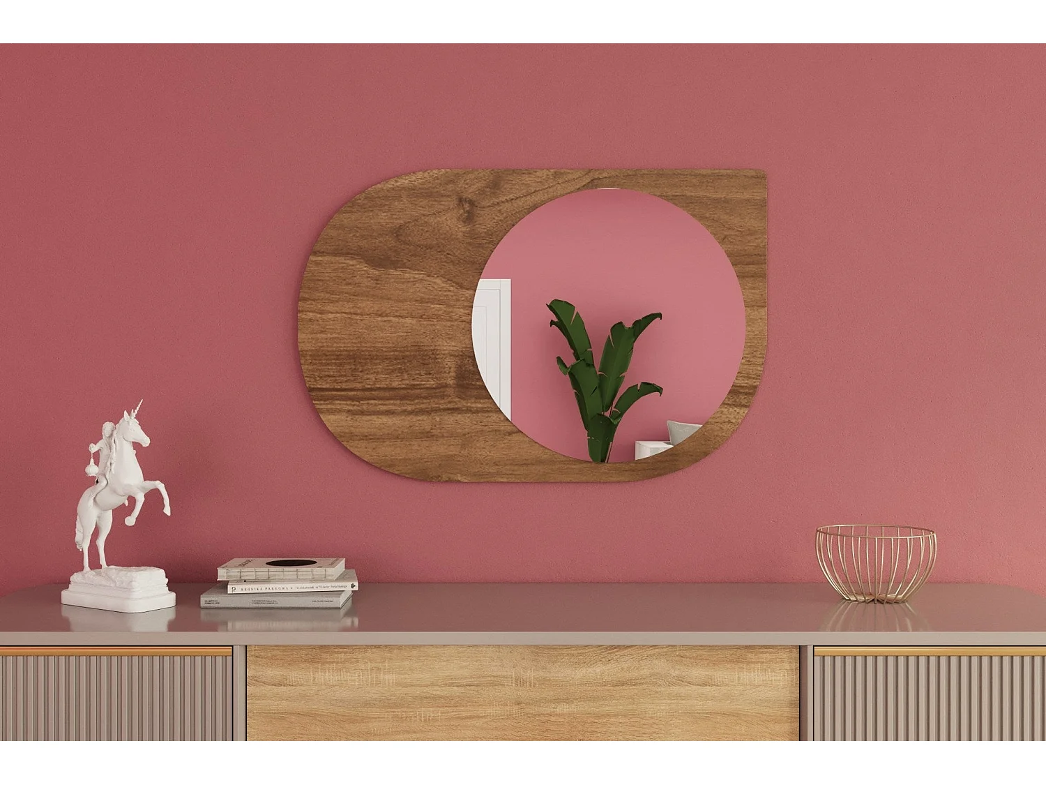 Espelho "Pubble" - 60 x 90 x 2,2 cm - Nogueira - Design Moderno