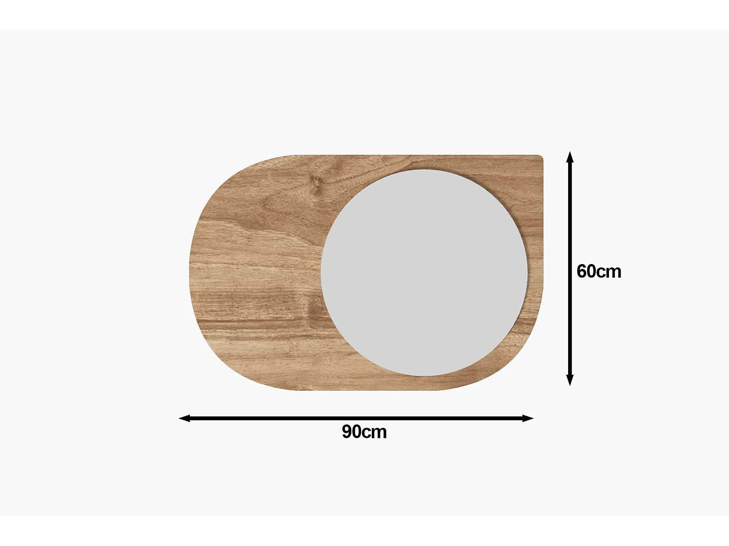 Espelho "Pubble" - 60 x 90 x 2,2 cm - Nogueira - Design Moderno