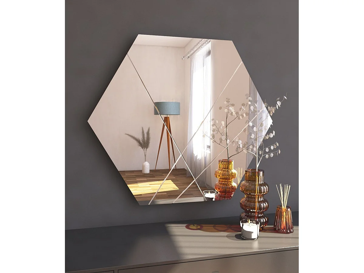 Miroir décoratif losange Dovine 70x60cm Bois Blanc