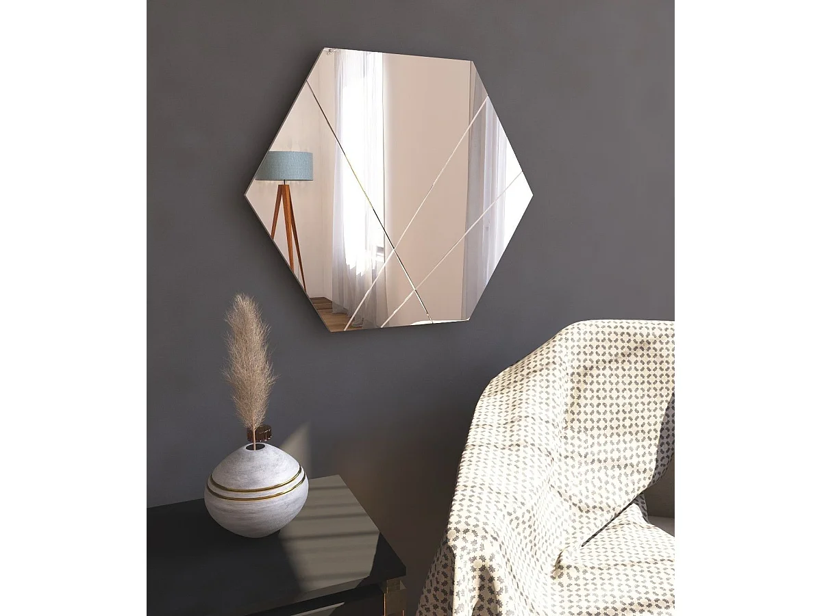 Miroir décoratif losange Dovine 70x60cm Bois Blanc