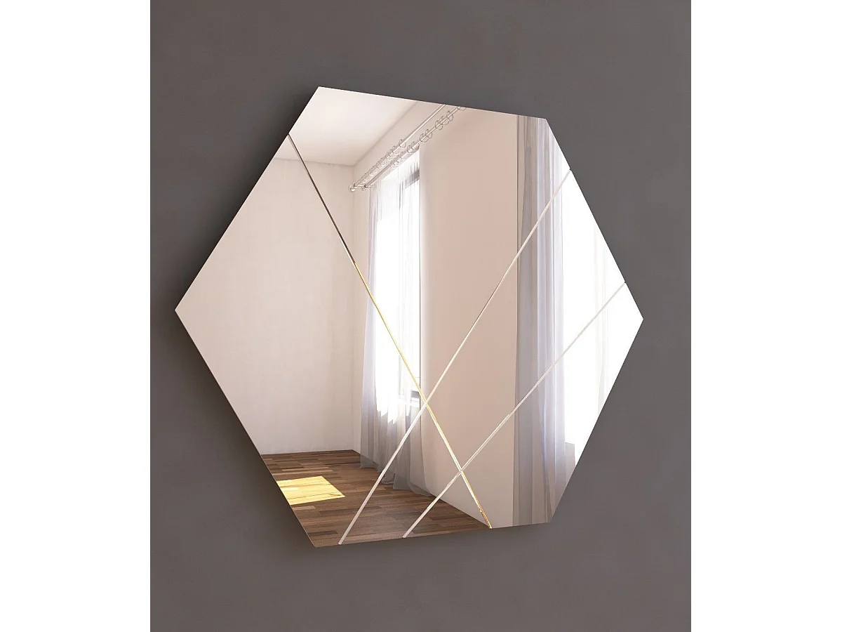 Miroir décoratif losange Dovine 70x60cm Bois Blanc
