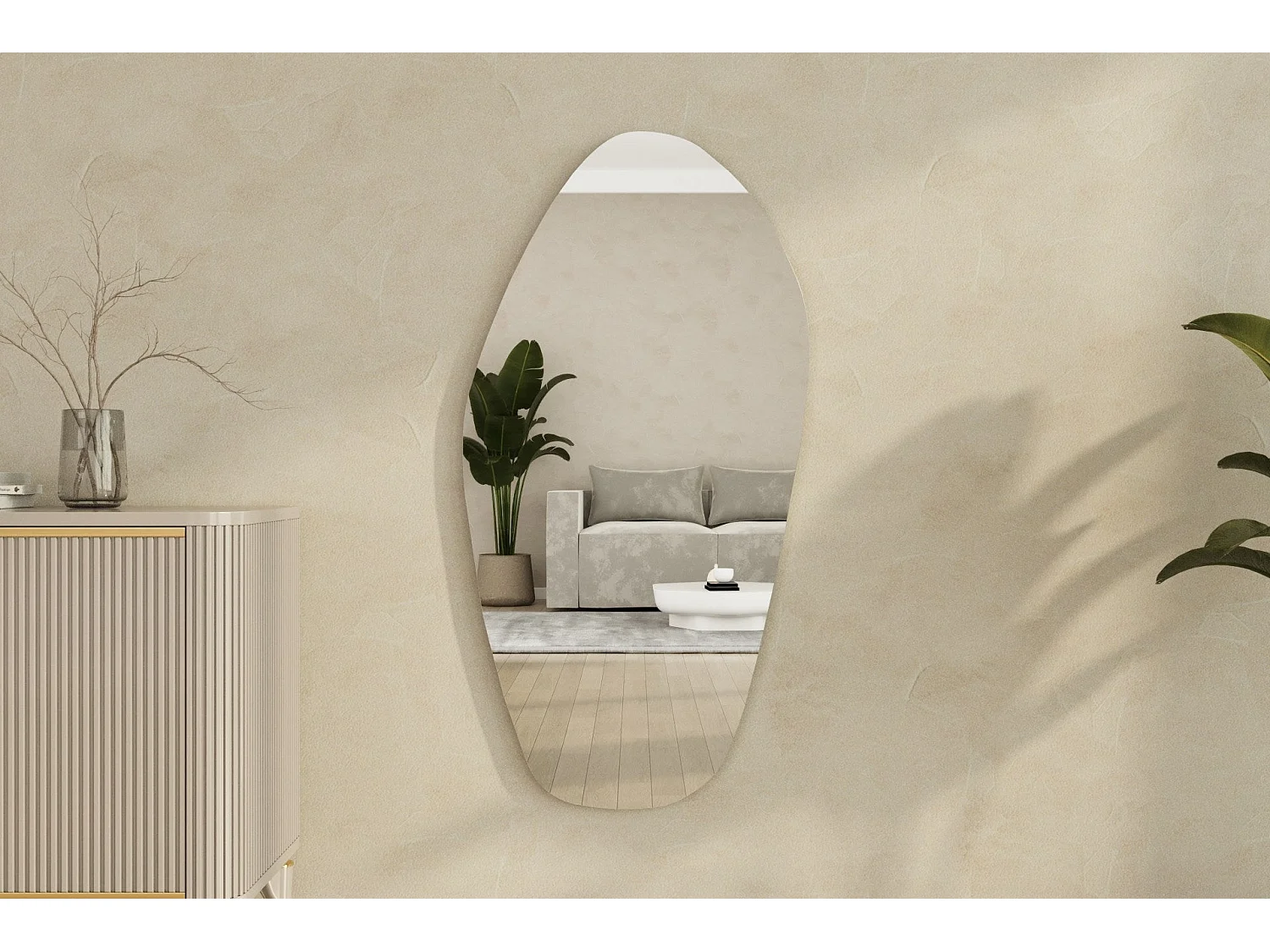 Sunleaf - Miroir de forme organique 60x120cm - Transparent
