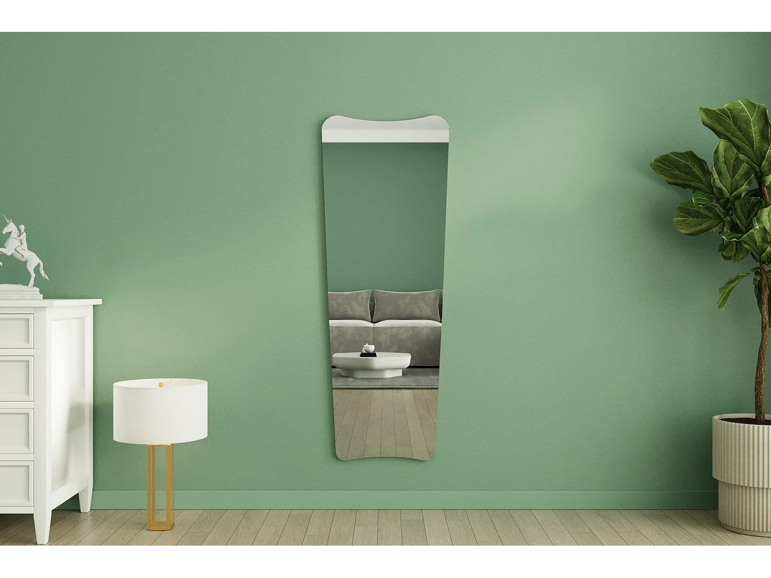 Espelho "Vitros"- 55 x 150 x 2,2 cm - Branco Areia - Design Moderno