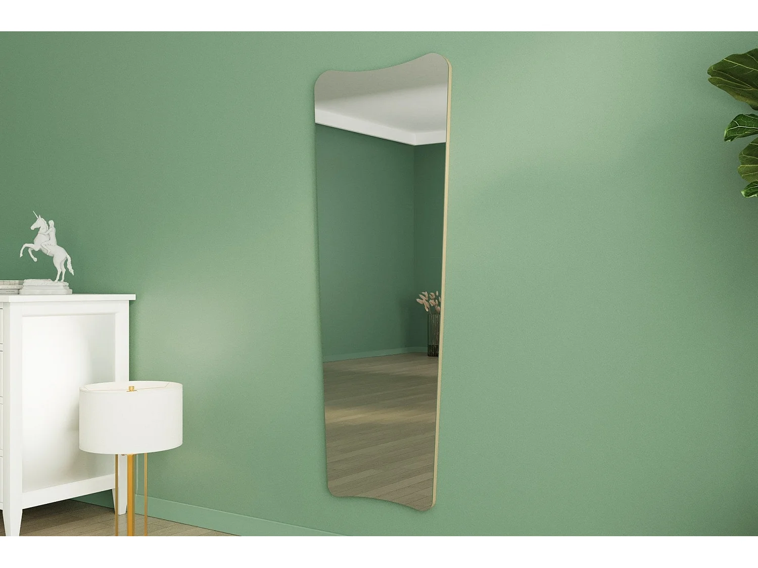 Espelho "Vitros"- 55 x 150 x 2,2 cm - Branco Areia - Design Moderno