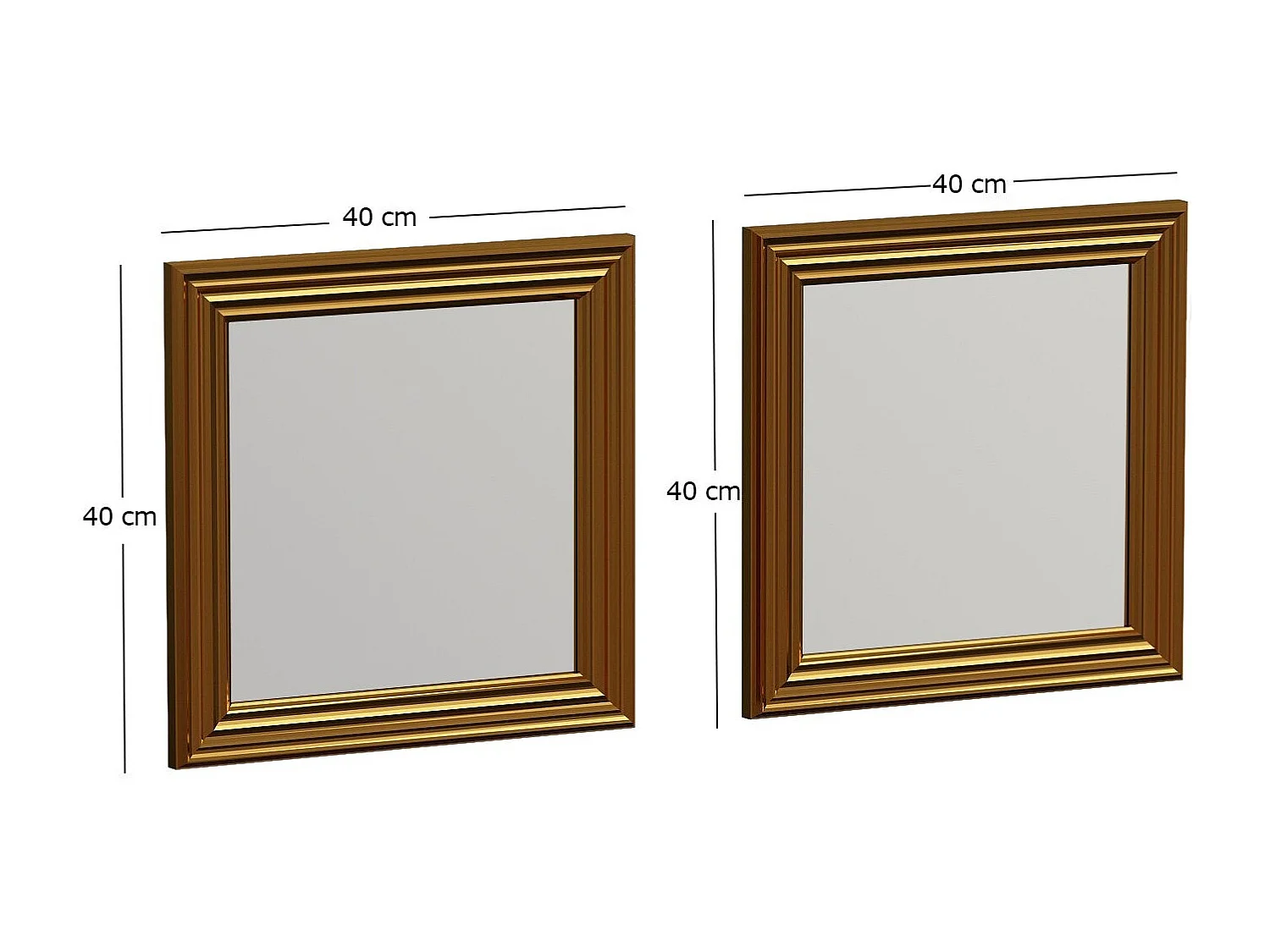 Conjunto de Espelhos Dourados "Bale" - 40x40x3cm (2 Peças) para Decoração Elegante