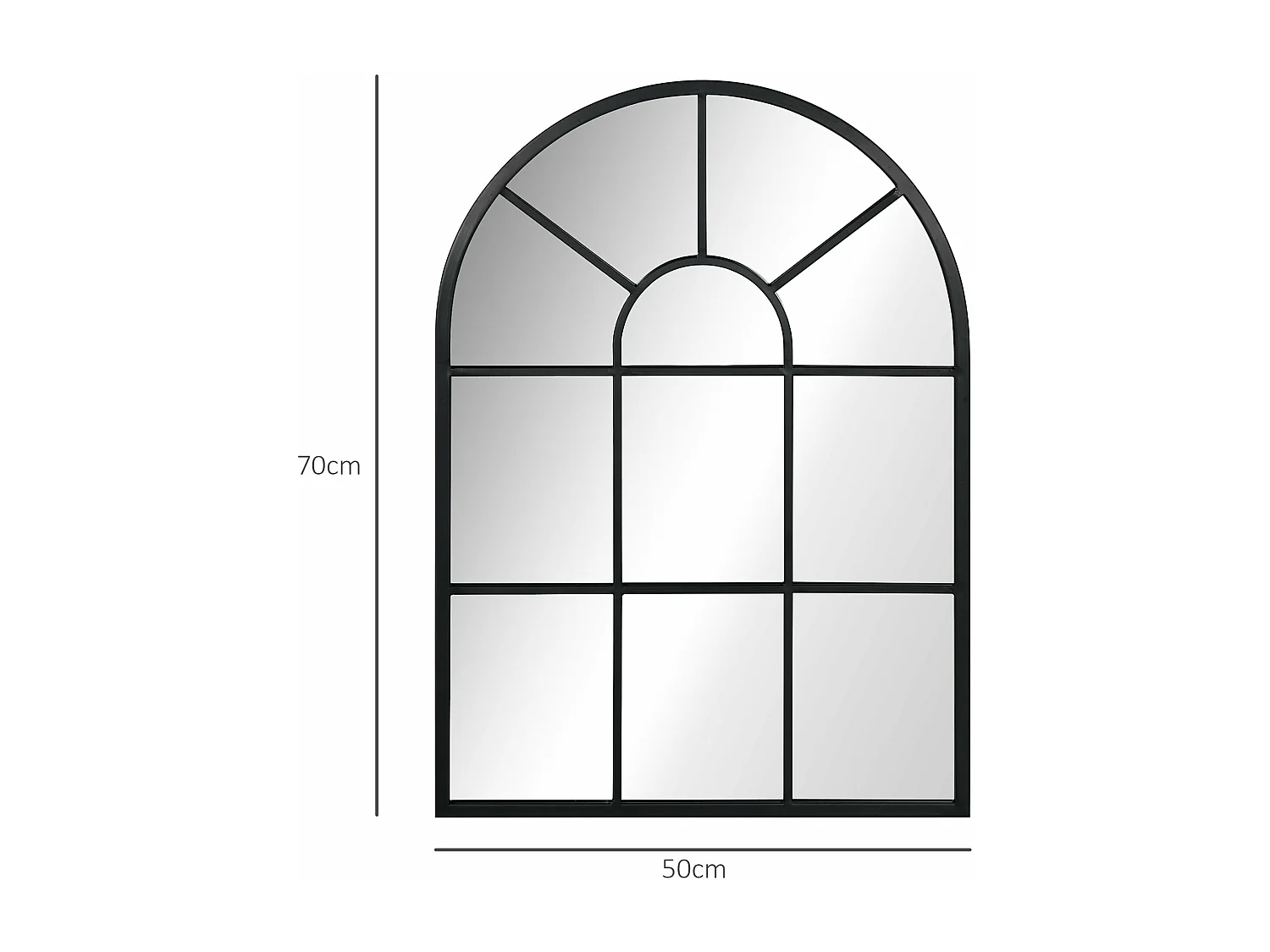 Espelho Decorativo Arco HOMCOM 50x70 cm em Metal Preto para Sala, Dormitório e Entrada