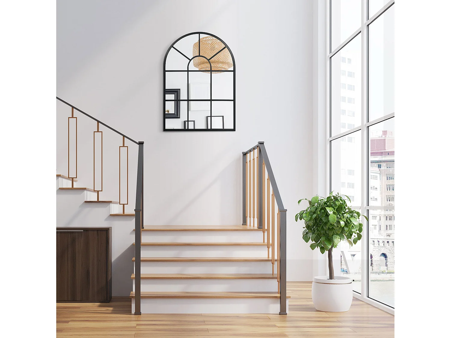 Espelho Decorativo Arco HOMCOM 50x70 cm em Metal Preto para Sala, Dormitório e Entrada