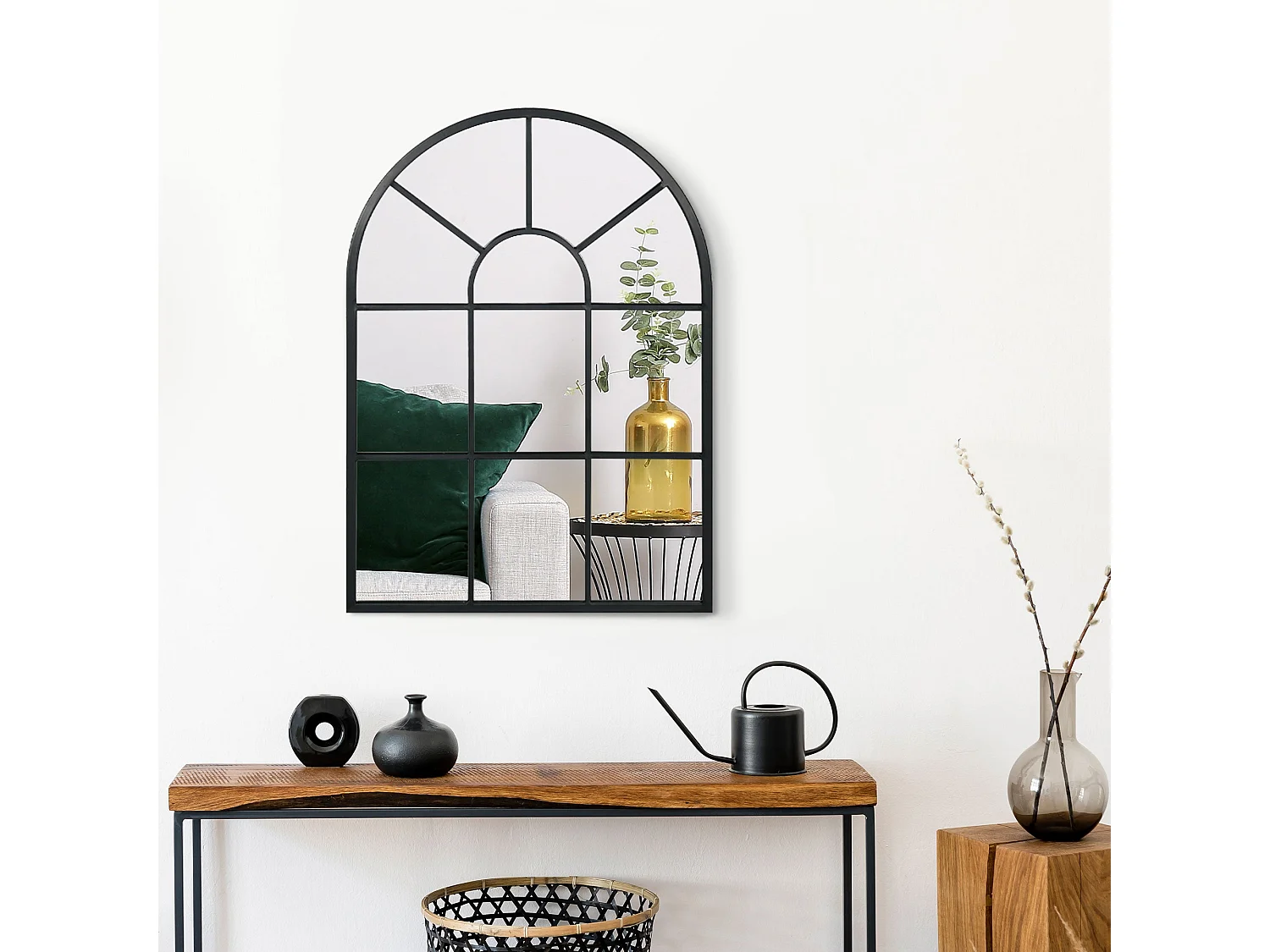 Espelho Decorativo Arco HOMCOM 50x70 cm em Metal Preto para Sala, Dormitório e Entrada